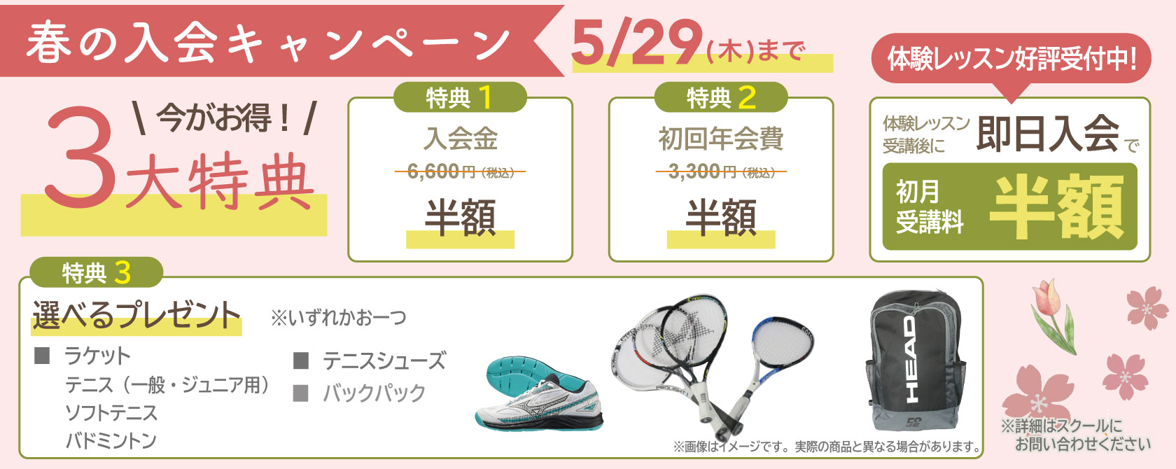 テニススクール・ノア 2025年春の新規入会キャンペーン